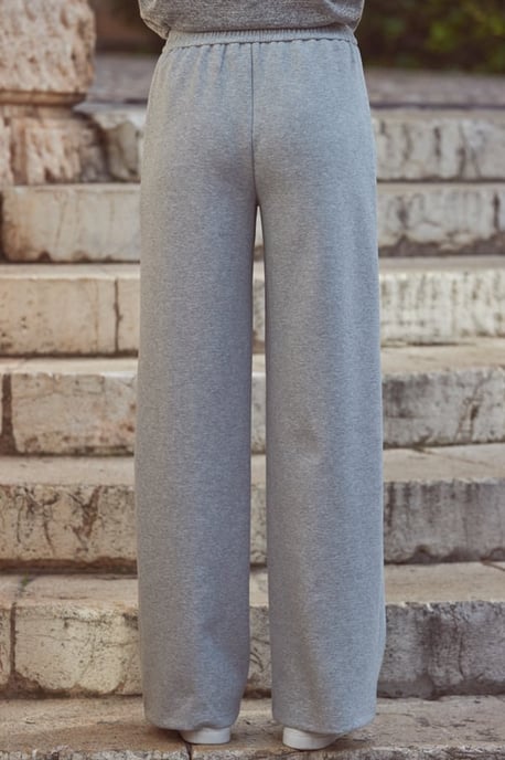 Grey Super Soft Wide Leg Trousers With Zip Pockets - Image 3