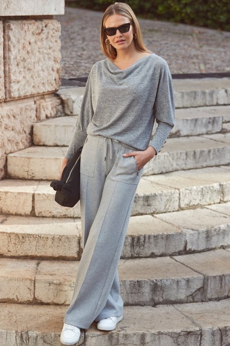 Grey Super Soft Wide Leg Trousers With Zip Pockets - Image 4