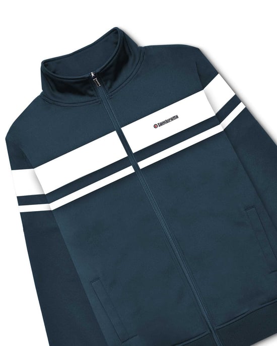 Lambretta Mens Jacket Poly Tricot Track Top Zip Fastening Blue White - Image 4