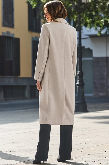 Taupe Premium Fitted Longline Coat - Image 4