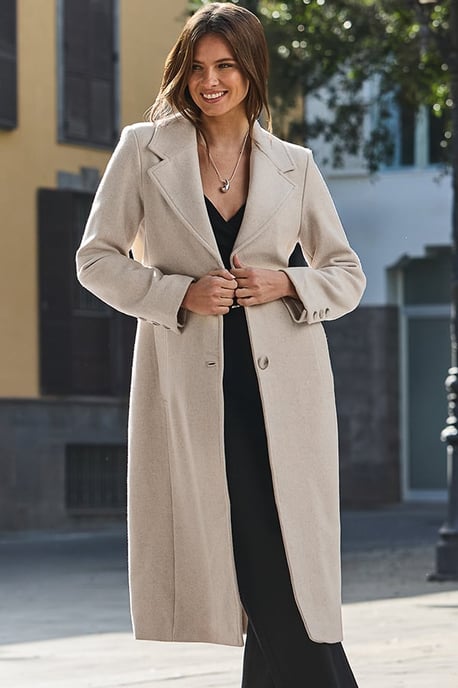 Taupe Premium Fitted Longline Coat - Image 5