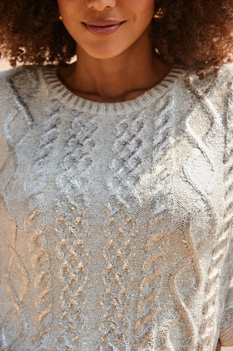 Gold Metallic Cable Knit Jumper - Image 5