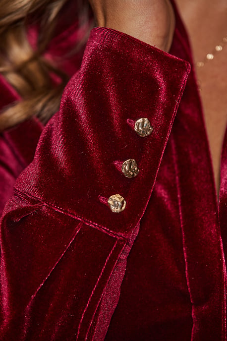 Burgundy Luxe Velvet Shirt - Image 5