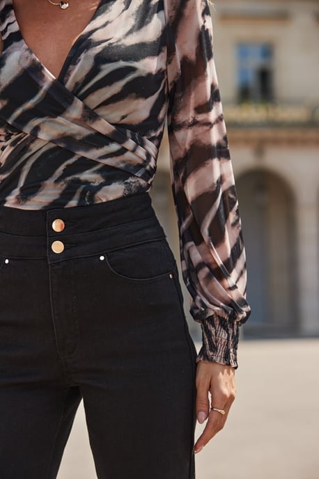 Black Contour Waist Wide Leg Jeans - Image 2