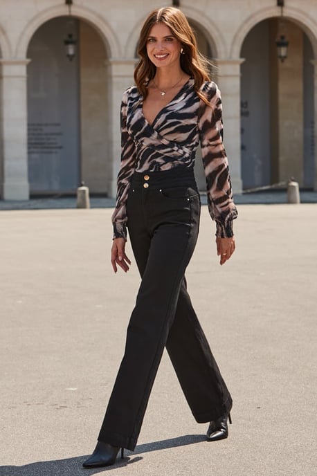Black Contour Waist Wide Leg Jeans - Image 3