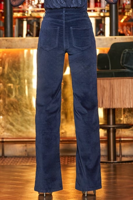 Midnight Blue Velvet Wide Leg Trousers - Image 3