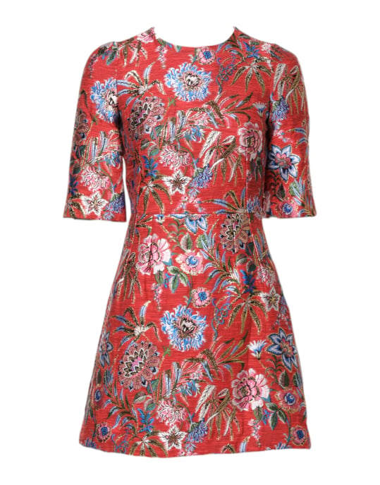 Floral Brocade A-lijn Mini-jurk - Image 1