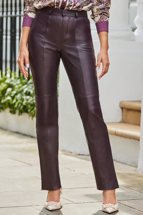 Mulberry Seam Detail Straight Leg Leather Trousers - Image 2