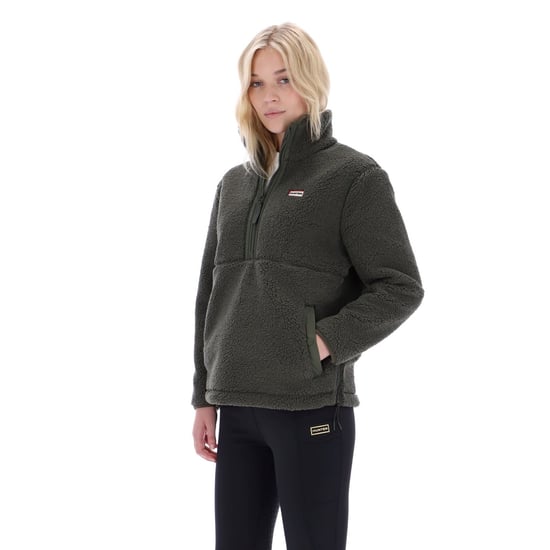 Hunter Tiorga 1/4 Rit Borg Fleece Polyester Heren Groene Rits Pullovers - Image 1