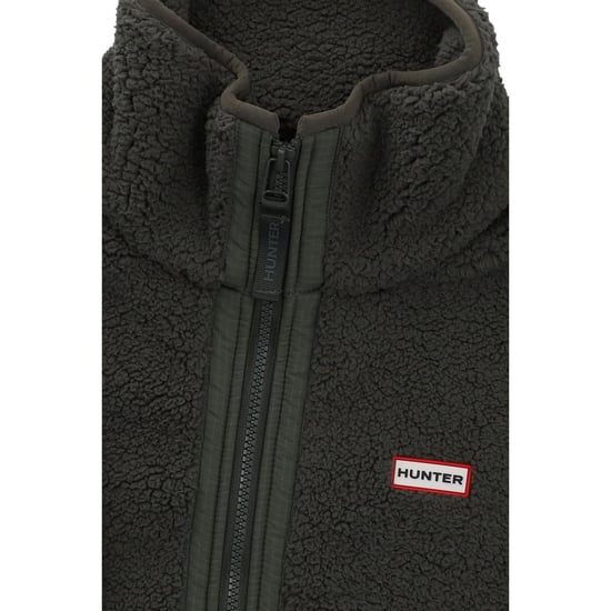 Hunter Tiorga 1/4 Rit Borg Fleece Polyester Heren Groene Rits Pullovers - Image 4