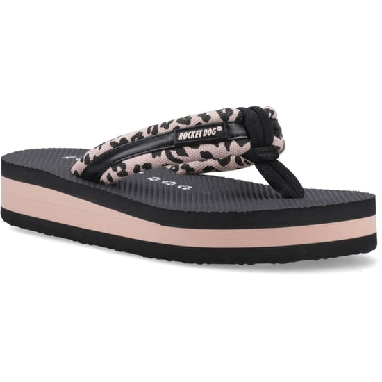 Rocket Dog Monica Leon Leopard Textile Women's Light Pink Flip Flops - Image 1