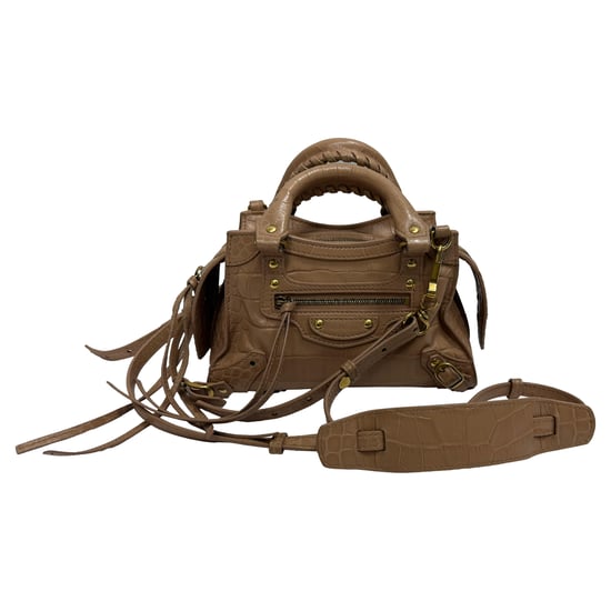Balenciaga Mini Neo Classic City Croc-Effect Top Handle Bag in Brown Leather - Image 1