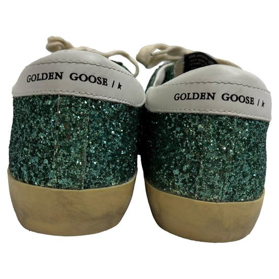Golden Goose Superstar Versleten Suède Sneakers met Groene Glitter - Image 3