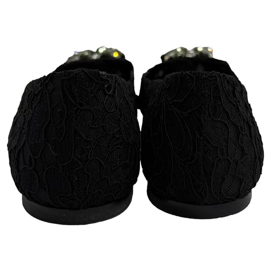 Dolce & Gabbana Spets Kristallsmyckade Ballerinaskor i Svart Viskos - Image 3