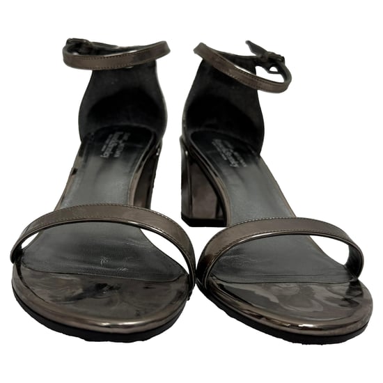 Stuart Weitzman MetallicSimple Chorus Ankle Strap Sandals in Silver Leather - Image 2