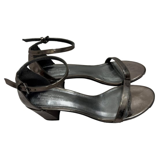 Stuart Weitzman MetallicSimple Chorus Ankle Strap Sandals in Silver Leather - Image 5