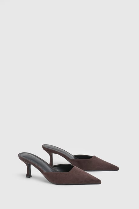 Faux Suede Square Toe Court Mules - Image 1
