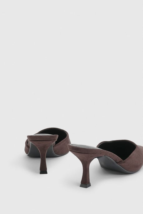 Faux Suede Square Toe Court Mules - Image 3