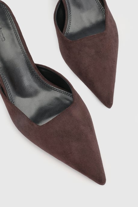 Faux Suede Square Toe Court Mules - Image 4