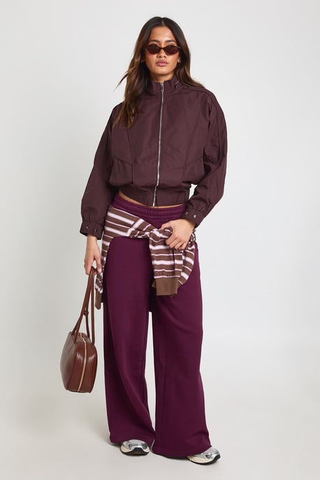 Funnel Neck Elasticated Waist Lightweight Bomber Jacket - Image 2