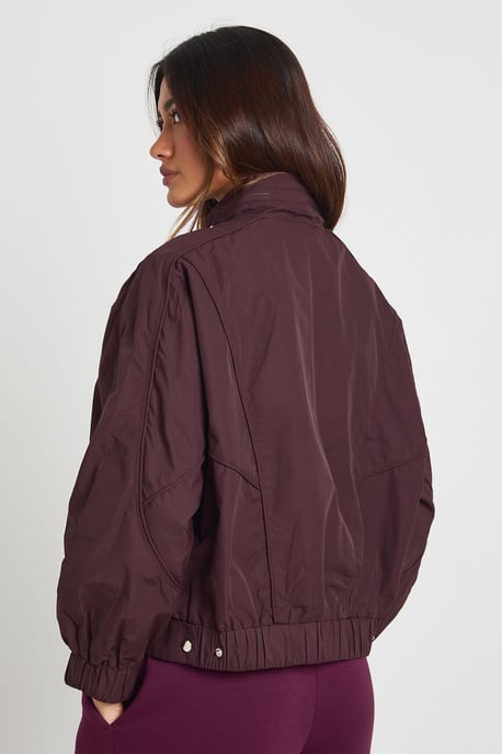 Funnel Neck Elasticated Waist Lightweight Bomber Jacket - Image 3
