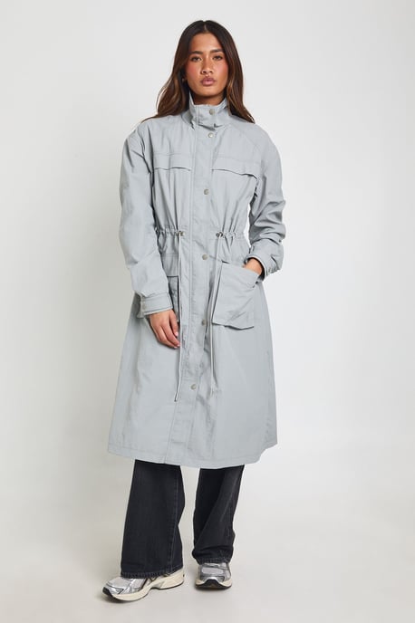 Utility Cinched Waist Lightweight Trench Jacket - Image 2