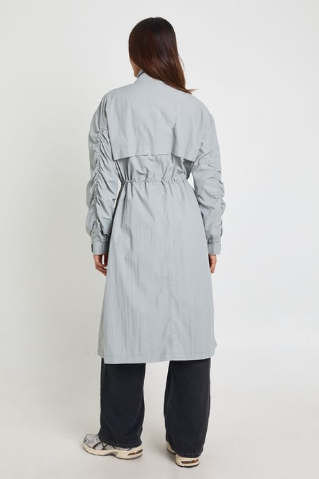 Utility Cinched Waist Lightweight Trench Jacket - Image 3