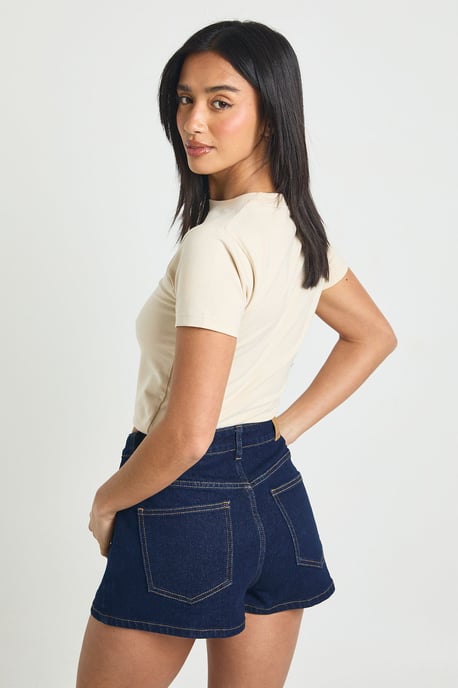 Petite Front Pocket Detail Denim Shorts - Image 2