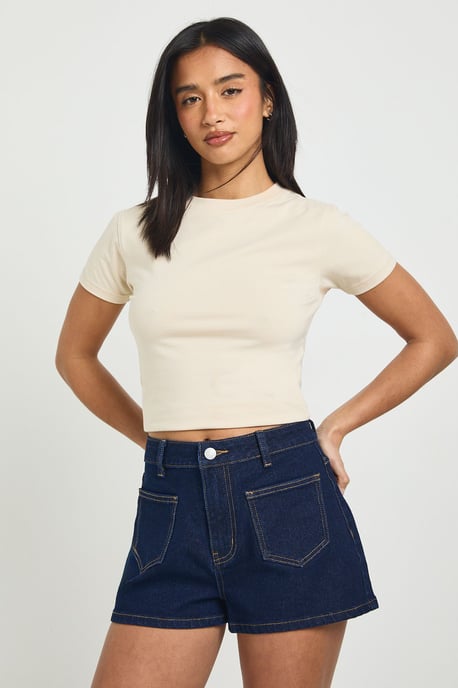 Petite Front Pocket Detail Denim Shorts - Image 3