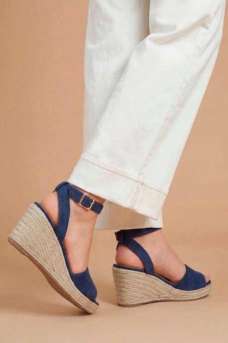 Rebekah Faux Suede Peep Toe Espadrille Wedge Sandals - Image 2