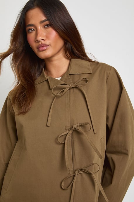 Bow Tie Detail Trench Jacket - Image 4