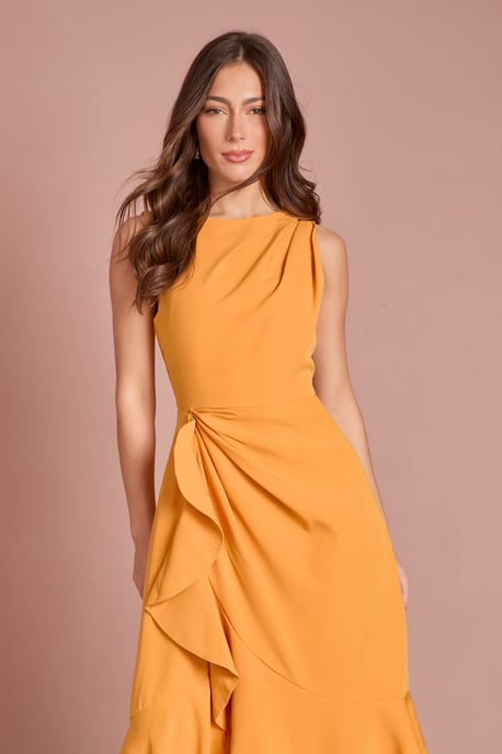 Crepe Ruffle Dress With Low Back - Image 4
