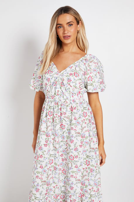 Floral Poplin Twist Front Midi Dress - Image 2