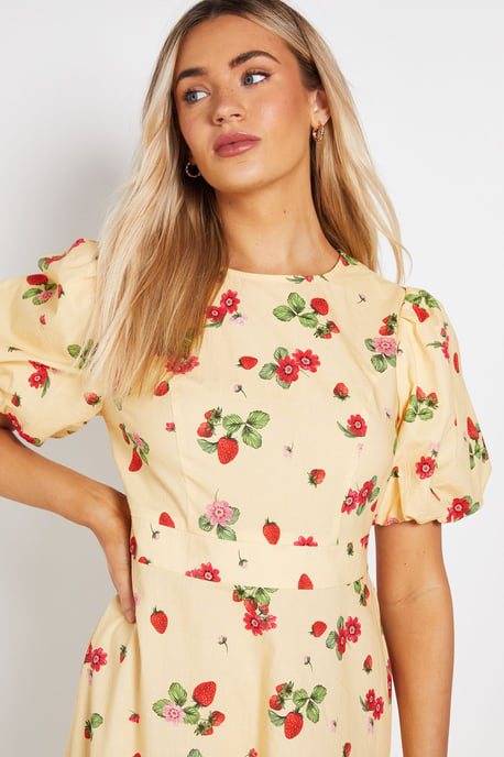 Puff Sleeve Princess Seam Poplin Midi Dress - Image 4