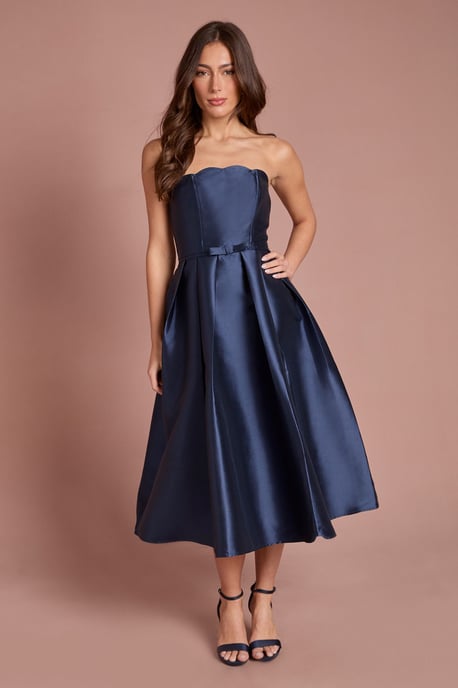 Scalloped Strapless Midi Dress - Image 1