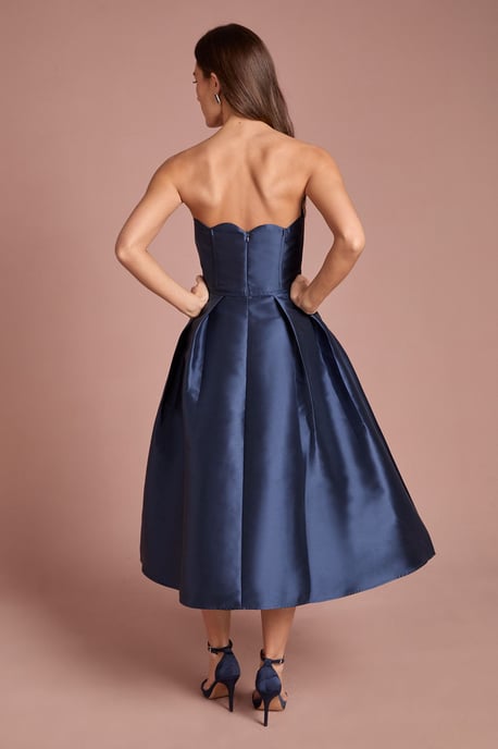 Scalloped Strapless Midi Dress - Image 3