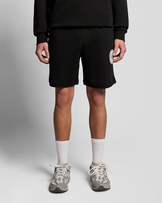 Grafisk Badge Bomullssvettshorts - Image 2