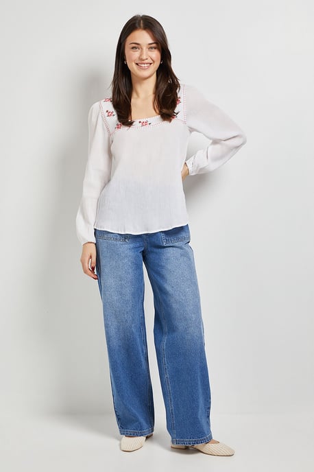 Embroidered Detail Long Sleeve Blouse - Image 2