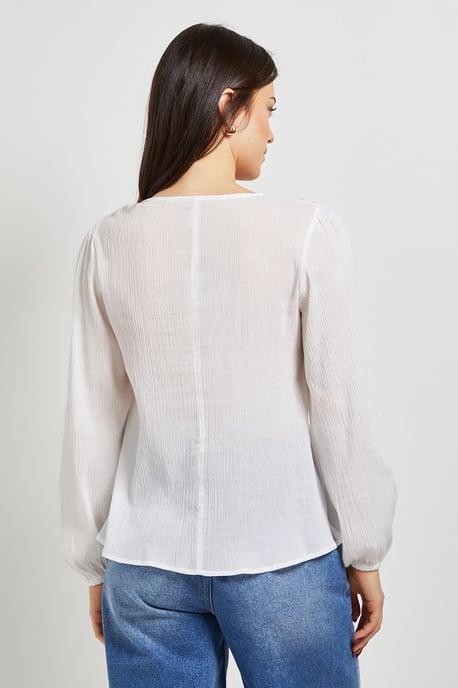 Embroidered Detail Long Sleeve Blouse - Image 3