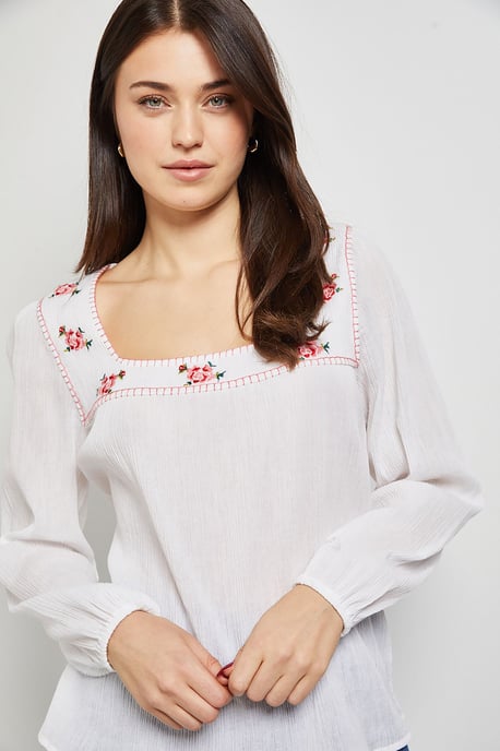 Embroidered Detail Long Sleeve Blouse - Image 4