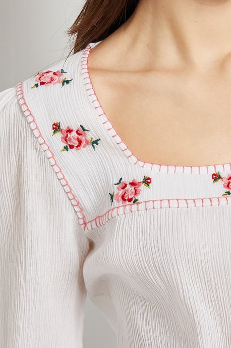 Embroidered Detail Long Sleeve Blouse - Image 5