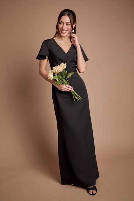 Crepe Fold Detail Bridesmaid Maxi Dress - Image 1