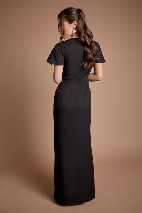 Crepe Fold Detail Bridesmaid Maxi Dress - Image 3