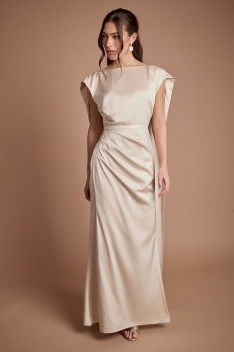 Tie Back Drape Satin Bridesmaid Maxi Dress - Image 4