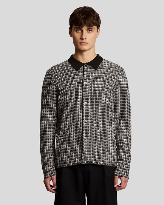 Basketweave Knitted Collared Cardigan - Image 1