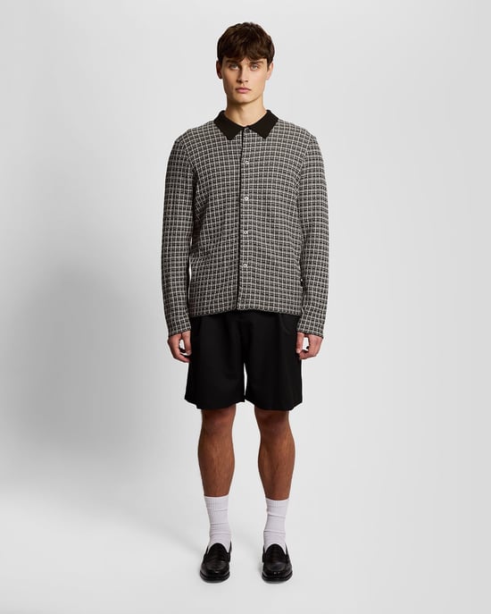 Basketweave Knitted Collared Cardigan - Image 2