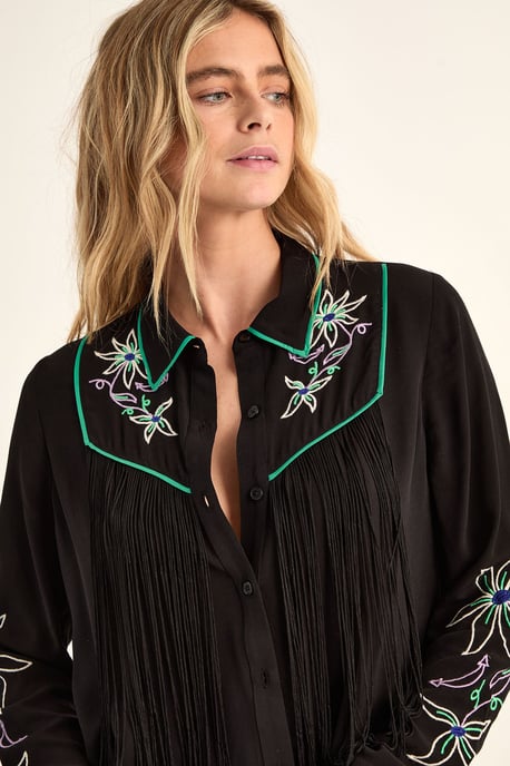 Embroidered Fringe Western Shirt Co-ord - Image 3