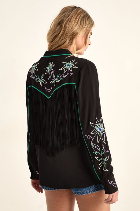Embroidered Fringe Western Shirt Co-ord - Image 4