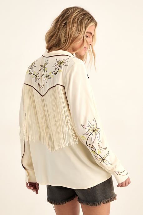 Embroidered Fringe Western Shirt Co-ord - Image 1