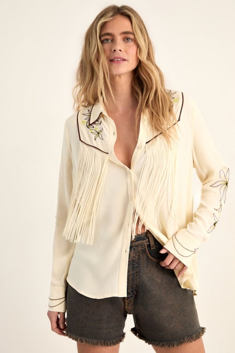 Embroidered Fringe Western Shirt Co-ord - Image 3
